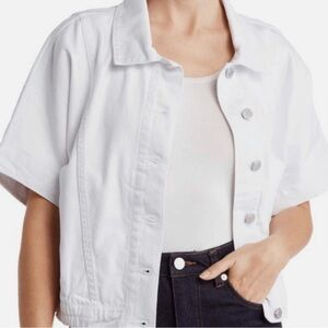 HABITUAL White Oversized Boho Boxy Button Down Denim Jacket Size S NWT